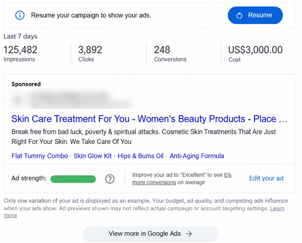 Google Ads Conversions: 125,482 Impressions & 248 Conversions